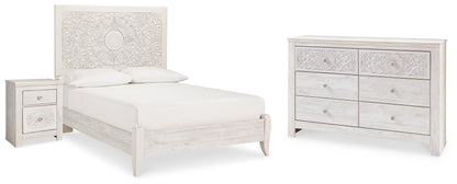Paxberry Whitewash Full Panel Bed, Dresser and Nightstand - B181B23