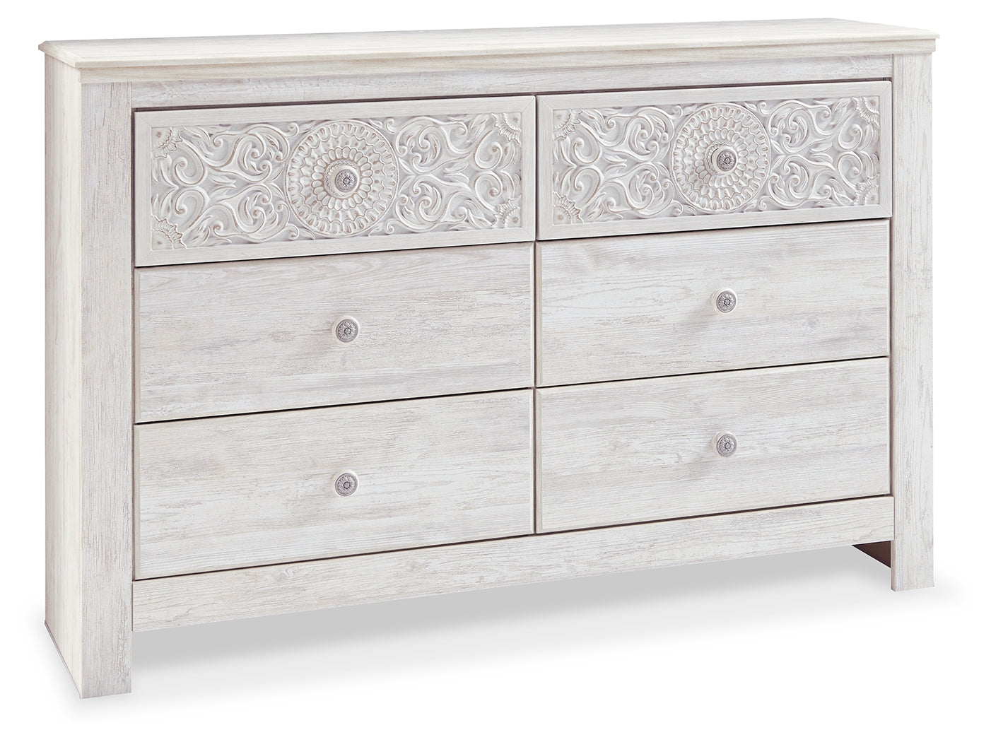 Paxberry Whitewash Full Panel Bed, Dresser and Nightstand - B181B23