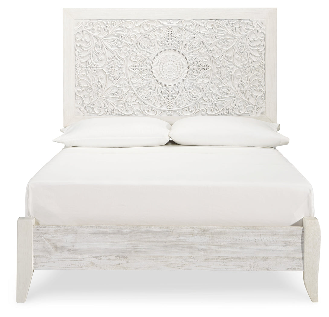 Paxberry Whitewash Full Panel Bed, Dresser and Nightstand - B181B23