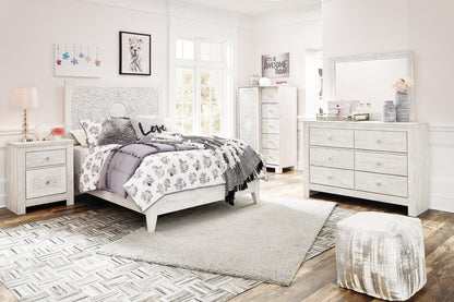 Paxberry Whitewash Full Panel Bed, Dresser, Mirror and Chest - B181B17