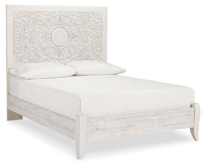 Paxberry Whitewash Full Panel Bed, Dresser, Mirror and Chest - B181B17