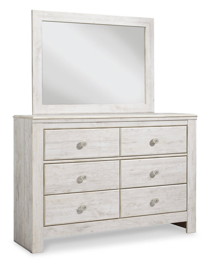 Paxberry Whitewash Full Panel Bed, Dresser, Mirror and Chest - B181B17