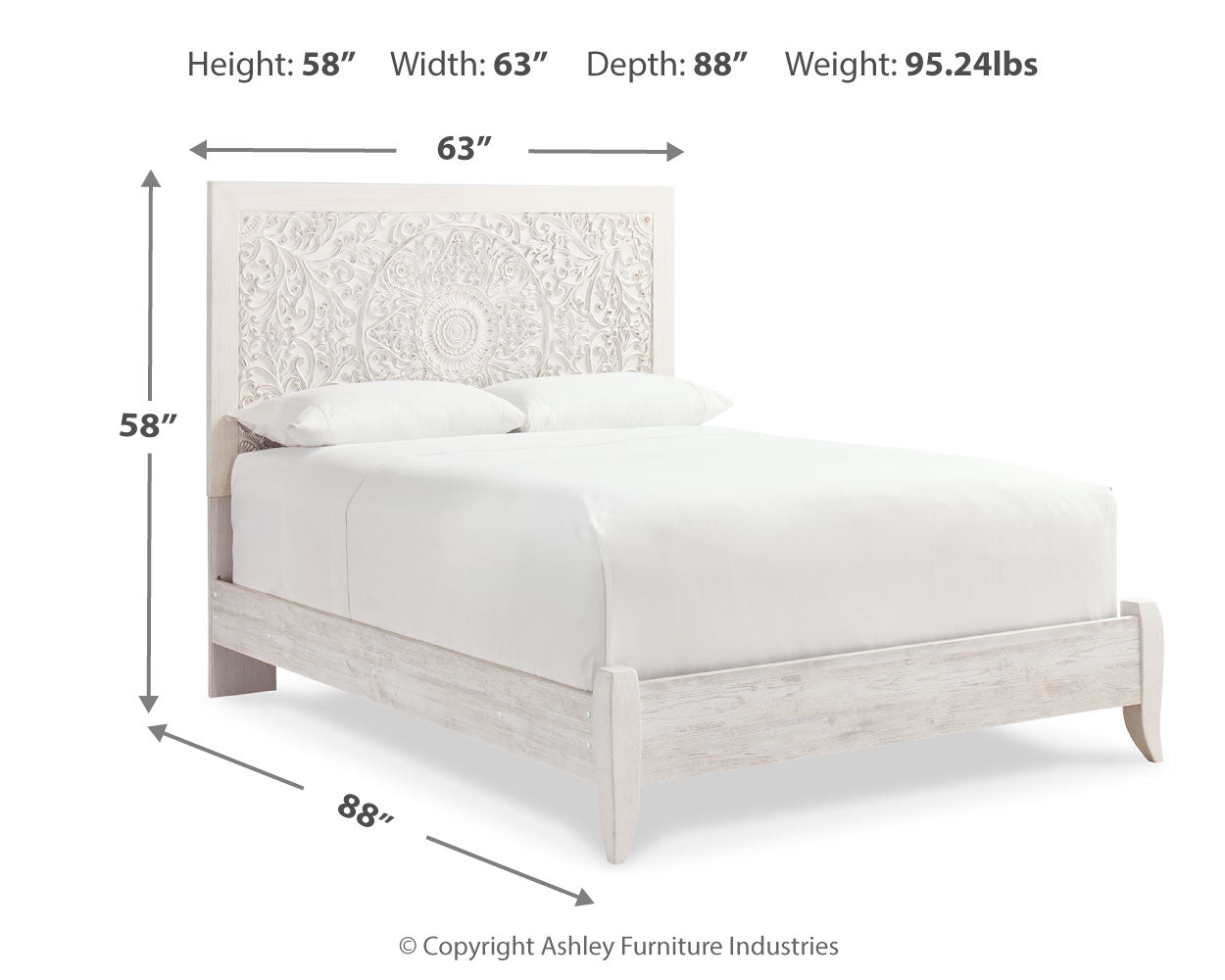 Paxberry Whitewash Queen Panel Bed and 2 Nightstands - B181B30