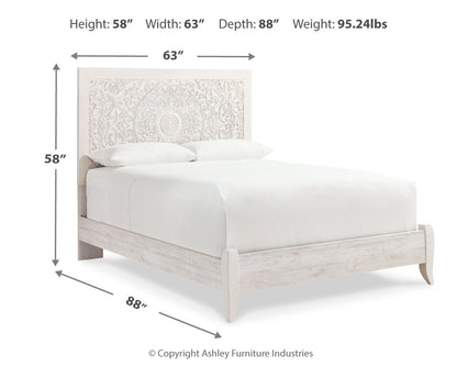 Paxberry Whitewash Queen Panel Bed and 2 Nightstands - B181B30