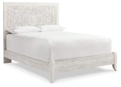 Paxberry Whitewash Queen Panel Bed and 2 Nightstands - B181B30