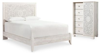 Paxberry Whitewash Queen Panel Bed and Chest - B181B21