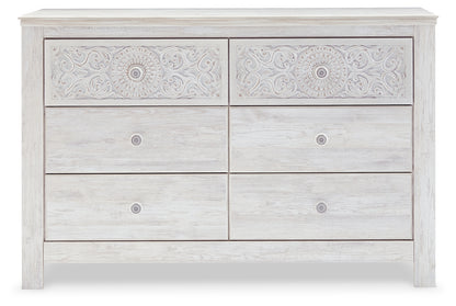 Paxberry Whitewash Queen Panel Bed, Dresser, 2 Chests and 2 Nightstands - B181B31