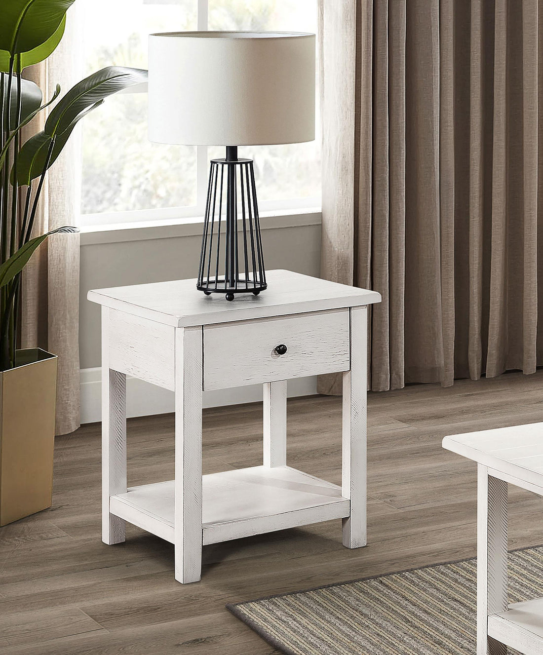  Payne 1-drawer Wood End Table with Shelf White - 710557