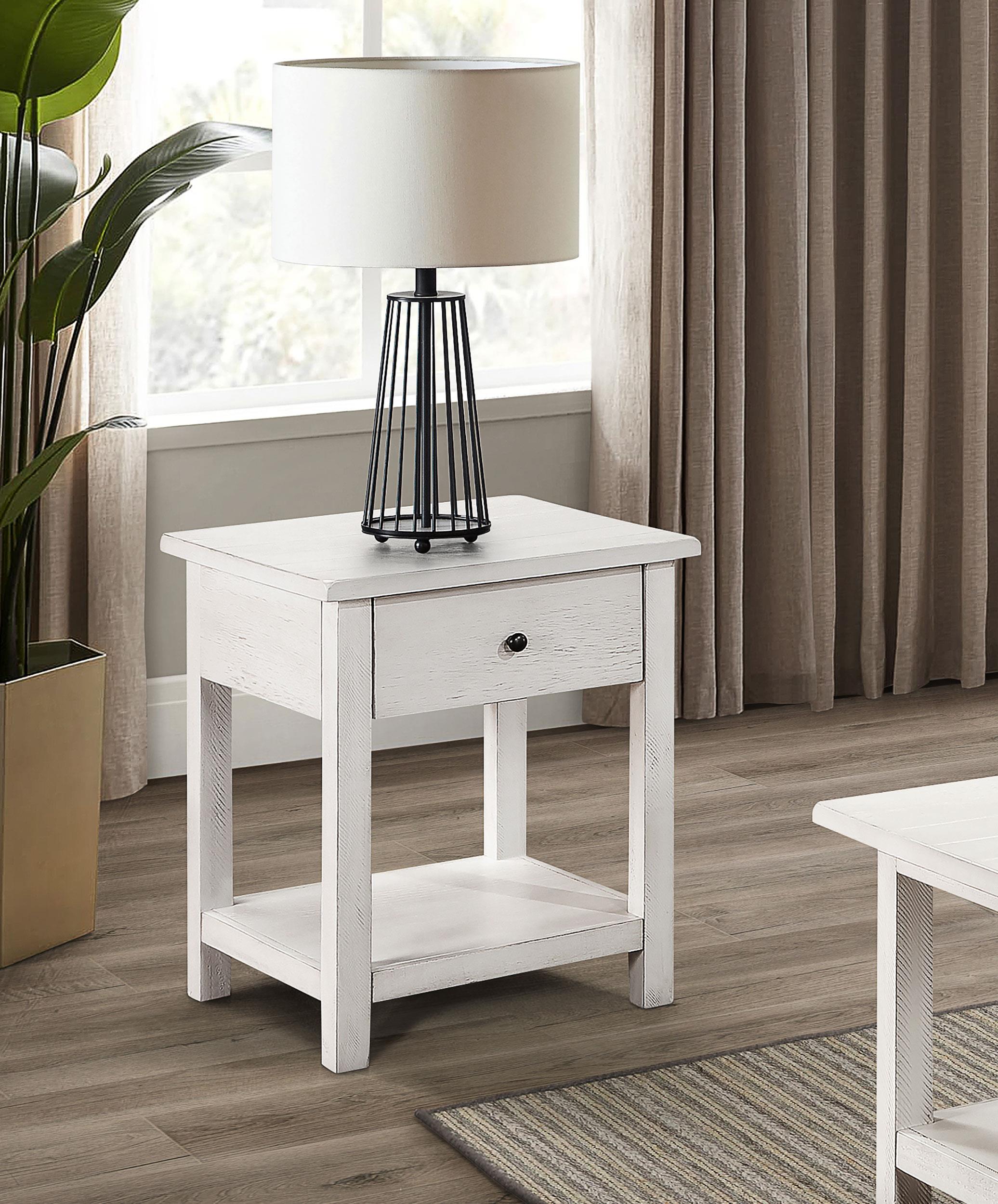  Payne 1-drawer Wood End Table with Shelf White - 710557