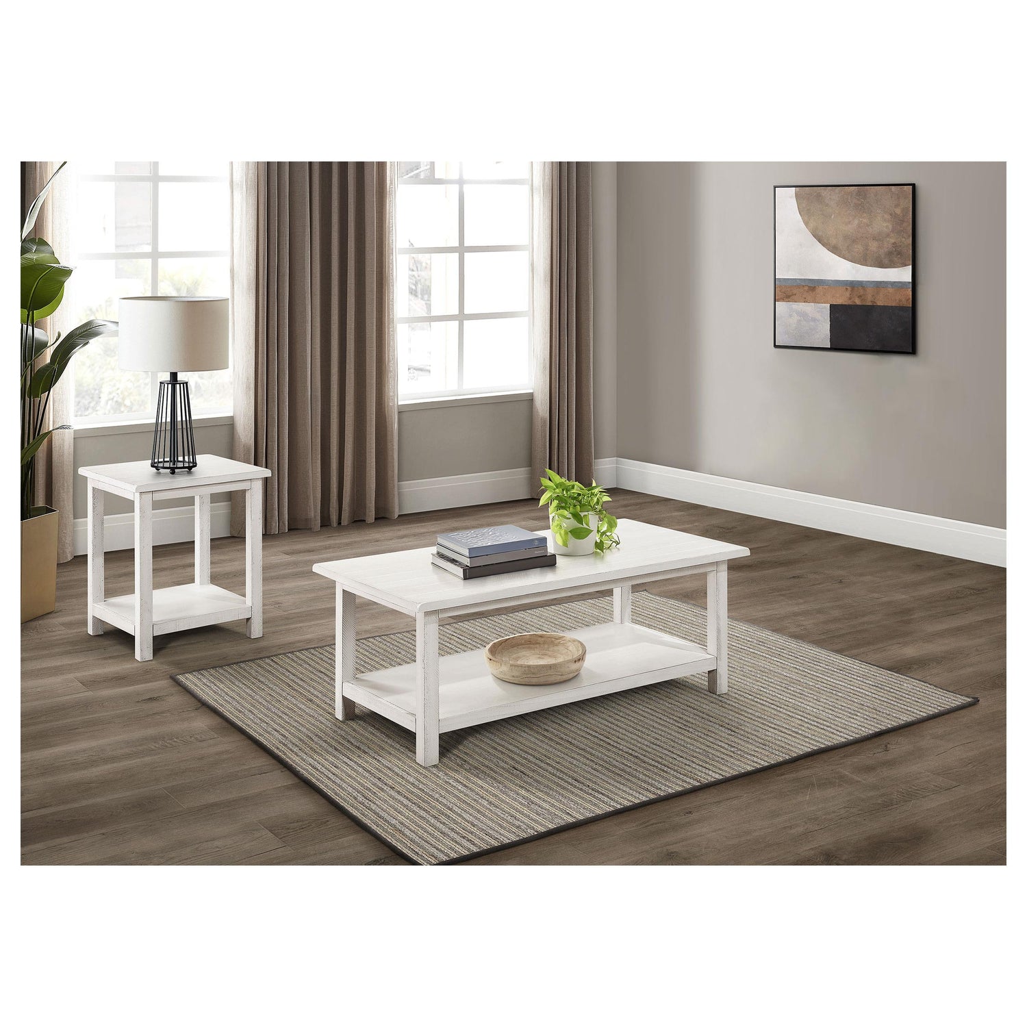 Payne 2-piece Coffee and End Table Set Distressed White - 710558-S2A