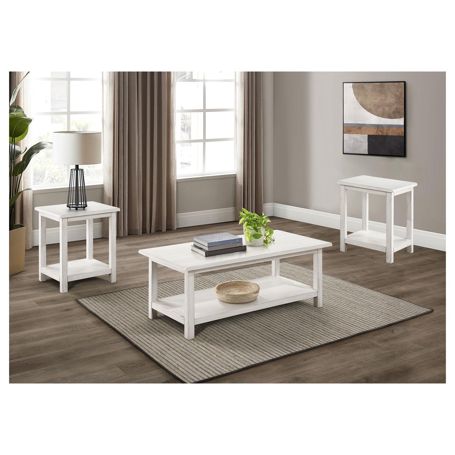 Payne 3-piece Coffee and End Table Set Distressed White - 710558-S3A