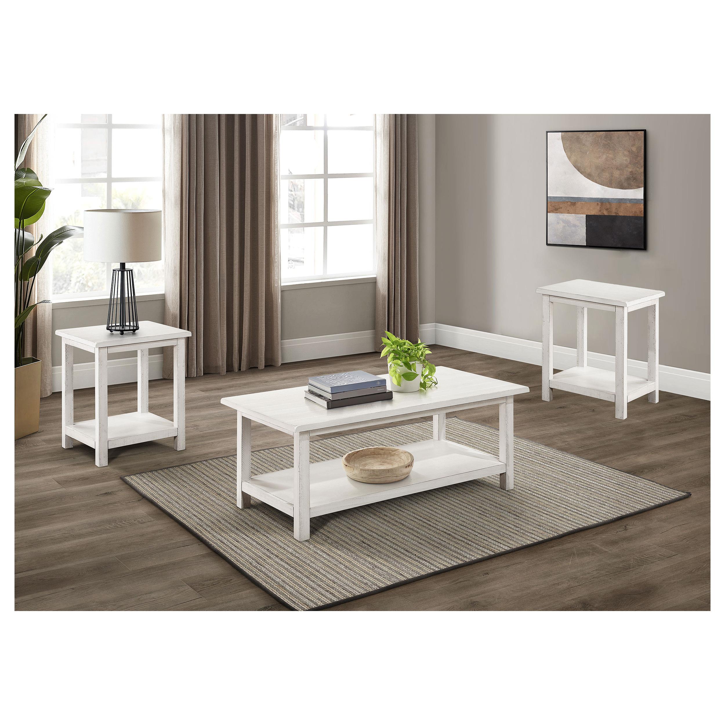 Payne 3-piece Coffee and End Table Set Distressed White - 710558-S3A