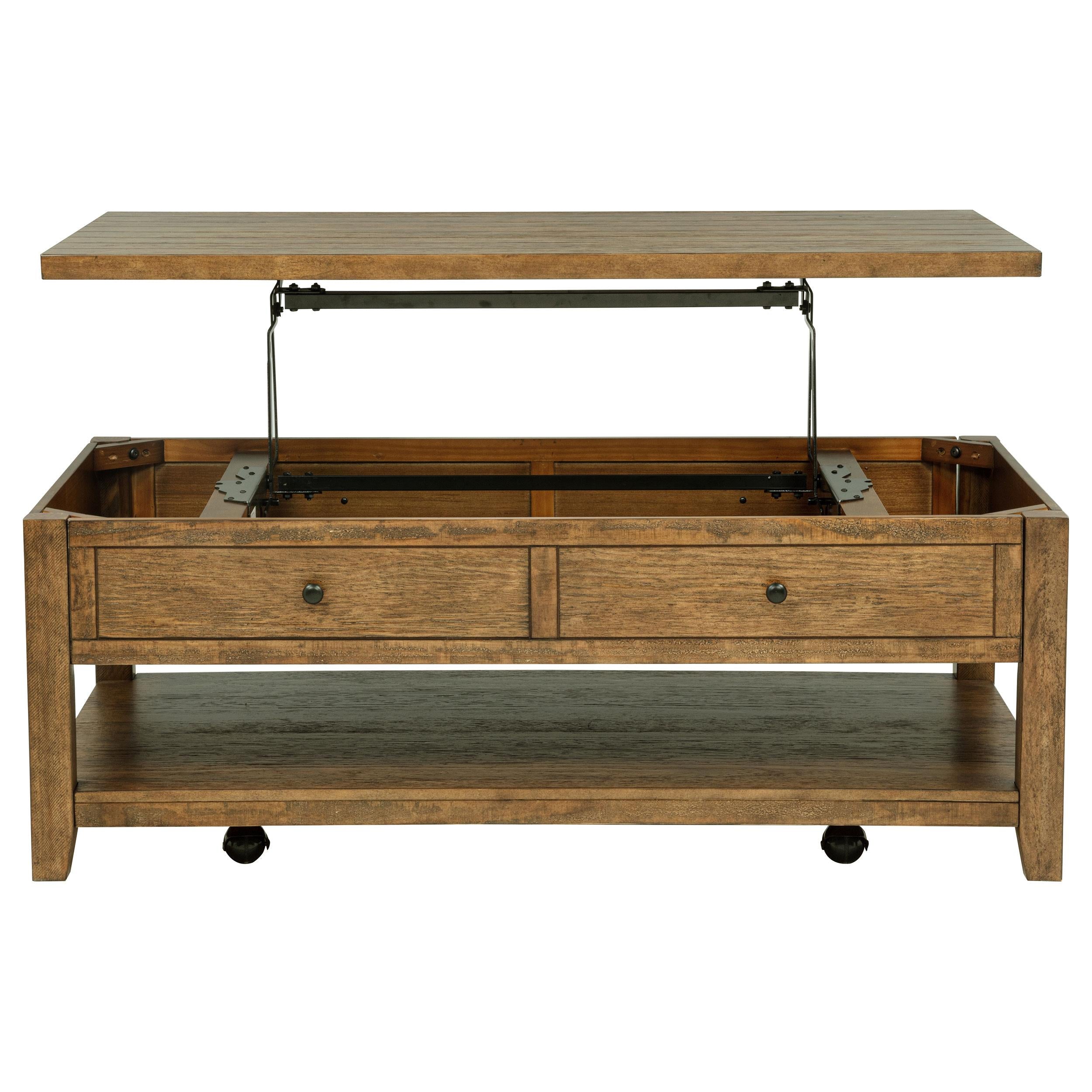 Payne 48-inch Mobile Lift Top Coffee Table Distressed Brown - 710545