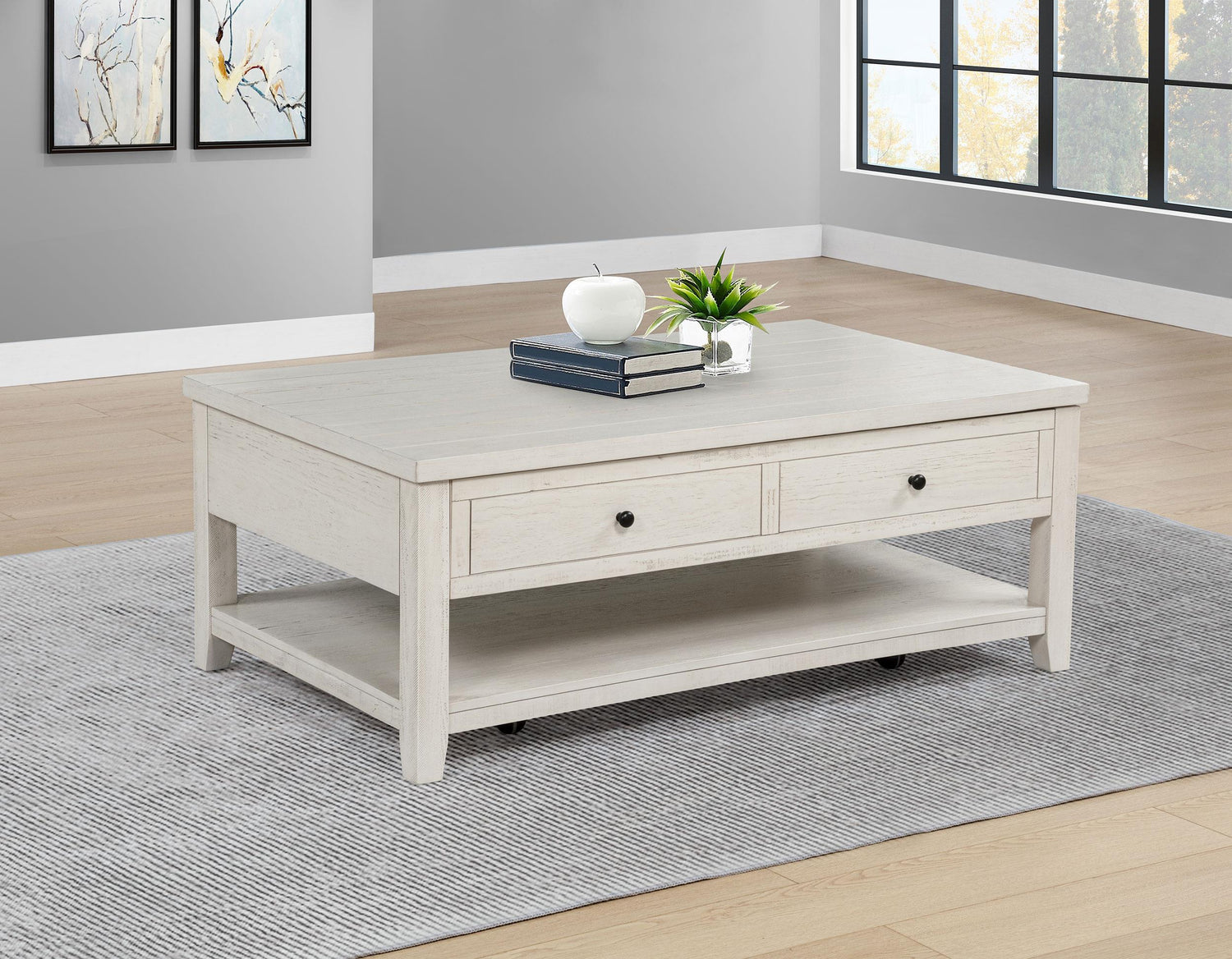 Payne 48-inch Mobile Lift Top Coffee Table Distressed White - 710555