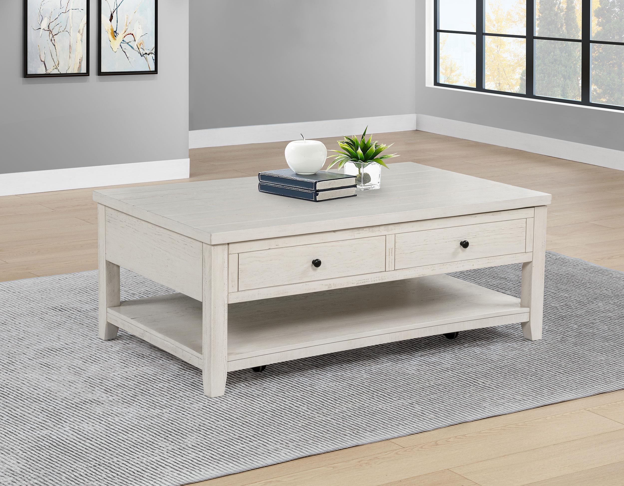 Payne 48-inch Mobile Lift Top Coffee Table Distressed White - 710555