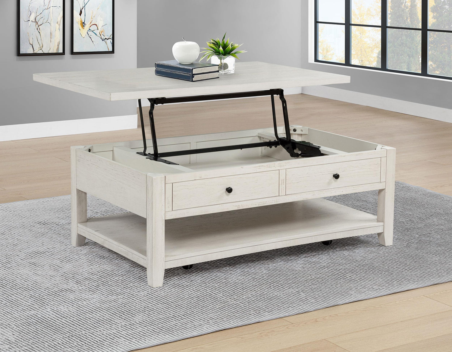 Payne 48-inch Mobile Lift Top Coffee Table Distressed White - 710555