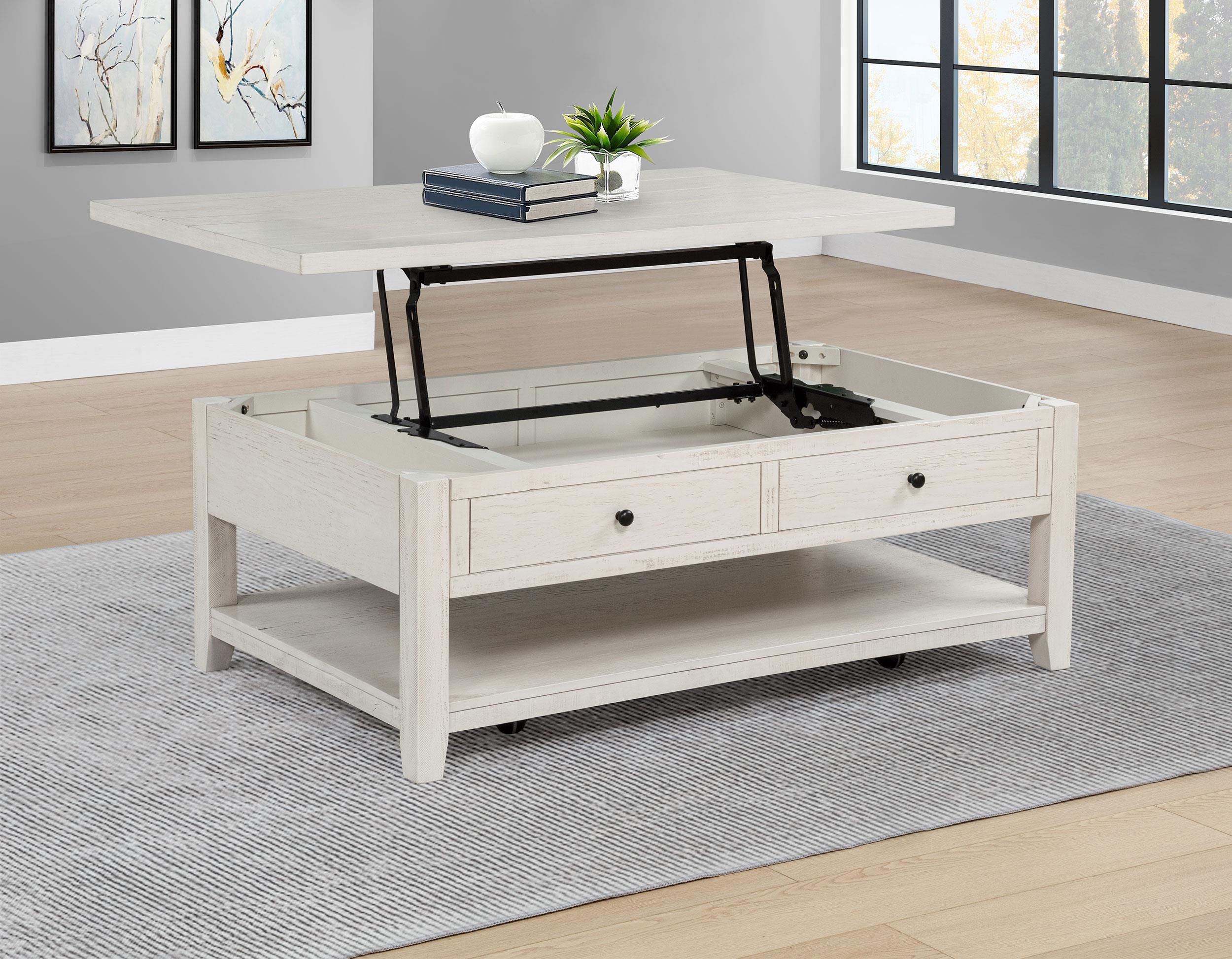 Payne 48-inch Mobile Lift Top Coffee Table Distressed White - 710555