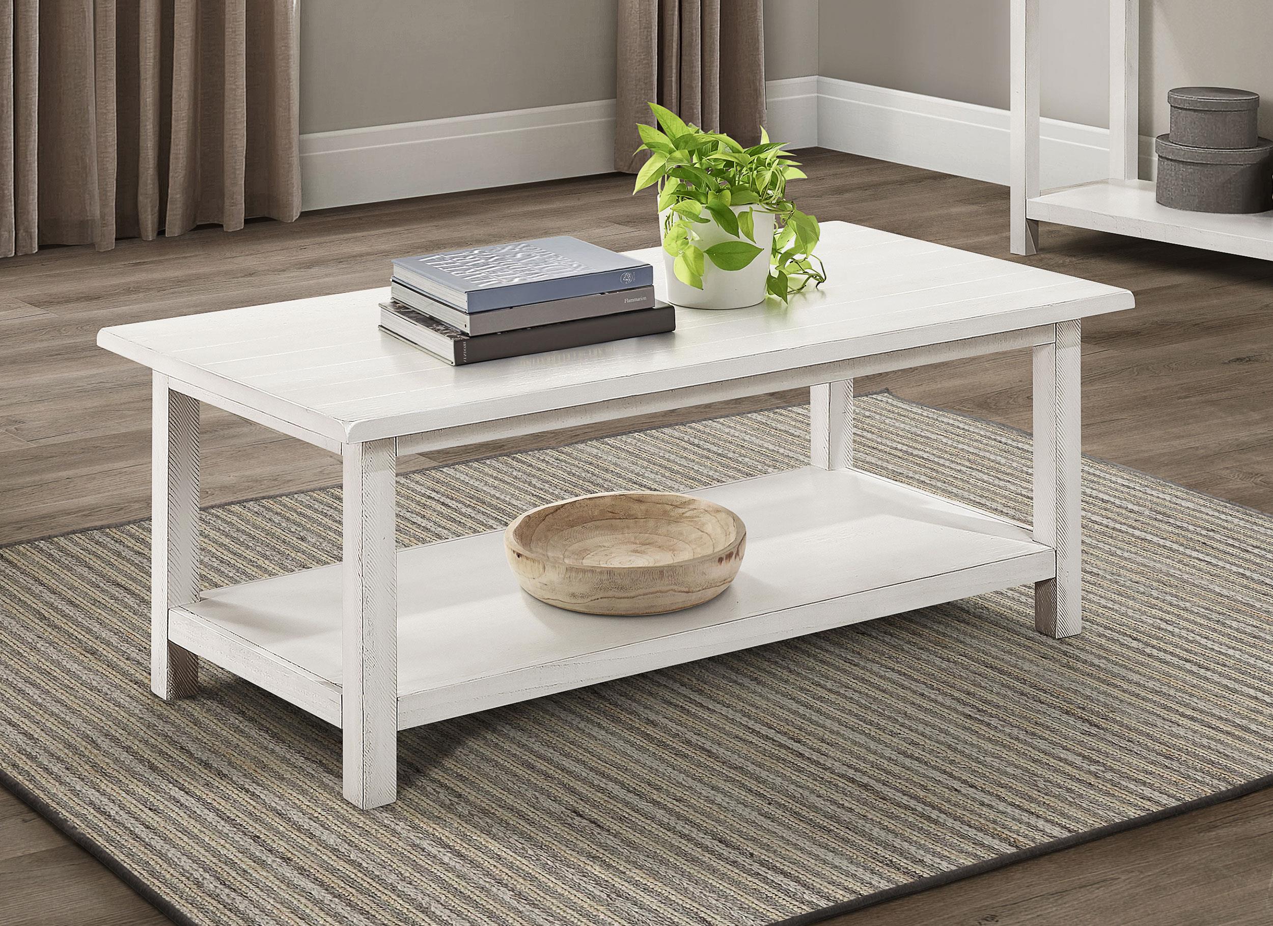  Payne Wood Coffee Table with Shelf White - 710558