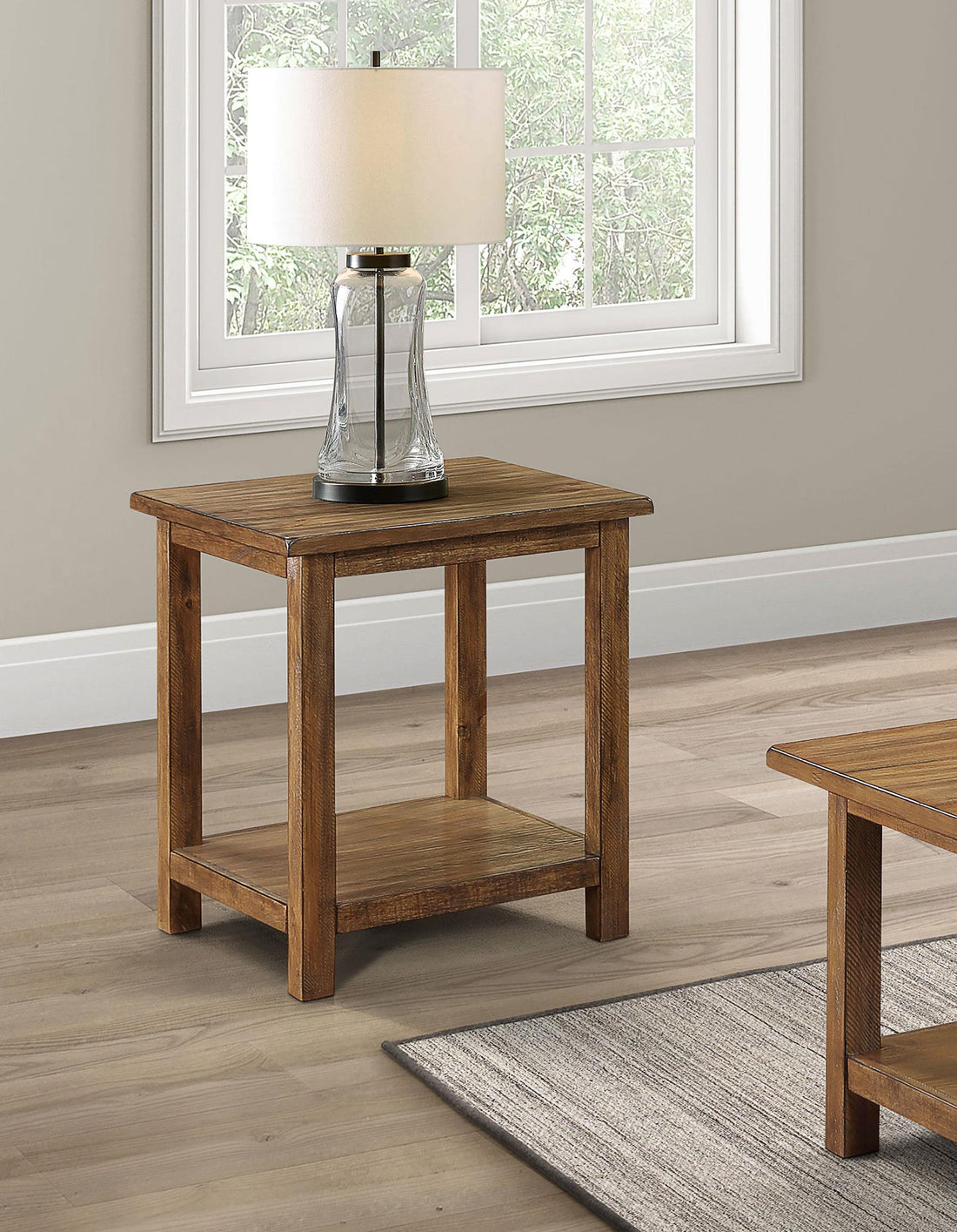  Payne Wood End Table with Shelf Distressed Brown - 710546