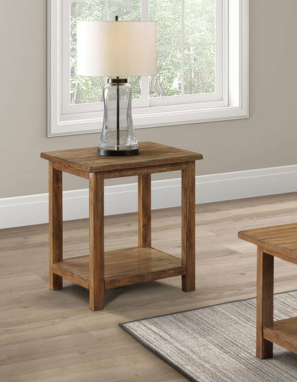  Payne Wood End Table with Shelf Distressed Brown - 710546