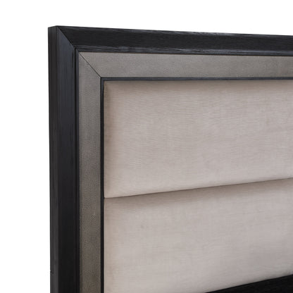 Payson Black/Brown Upholstered Panel Bedroom Set - SET | B1200-Q-HB | B1200-Q-FB | B1200-KQ-RAIL | B1200-2 | B1200-4