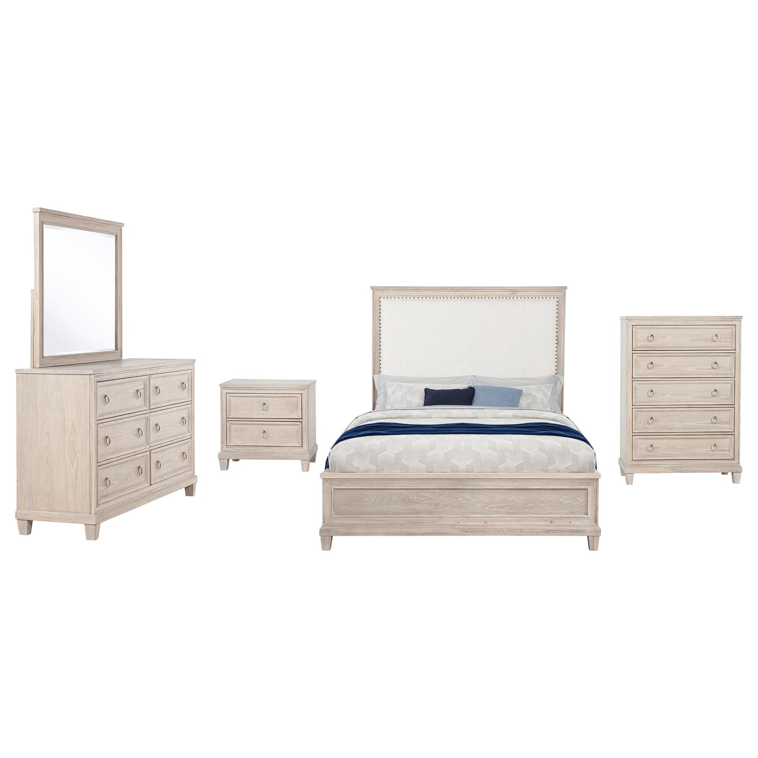 Pembroke 5-piece California King Bedroom Set Washed Oak - 215921KW-S5
