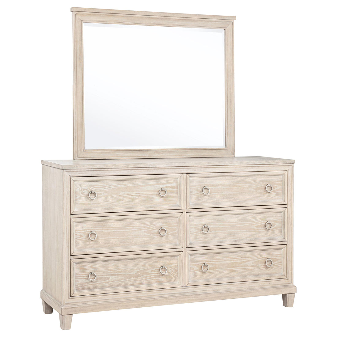 Pembroke 6-drawer Bedroom Dresser with Mirror Washed Oak - 215923M
