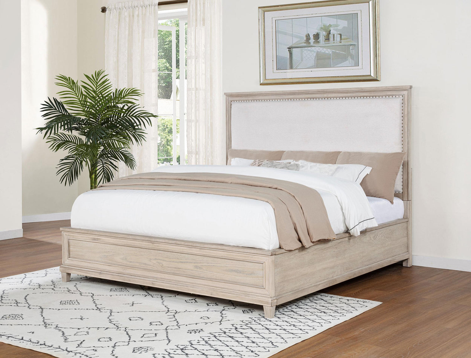Pembroke 66-inch Eastern King Panel Bed Washed Oak - 215921KE