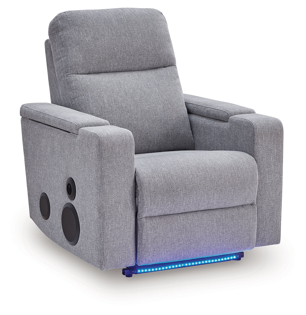Pineland Pewter Power Glider Recliner with Audio System - PC9930642A