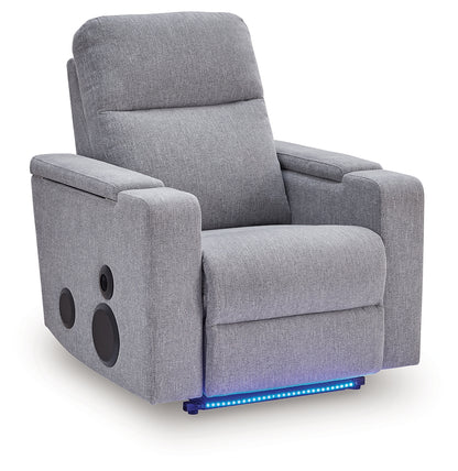 Pineland Pewter Power Glider Recliner with Audio System - PC9930642A