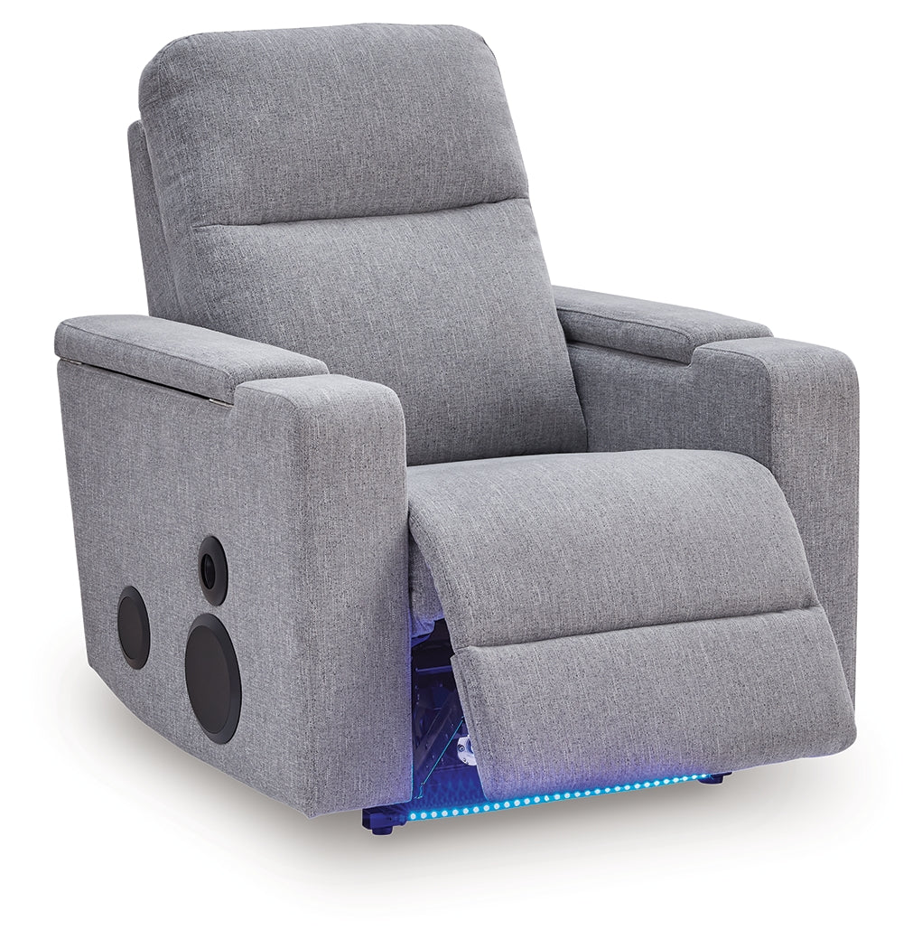 Pineland Pewter Power Glider Recliner with Audio System - PC9930642A