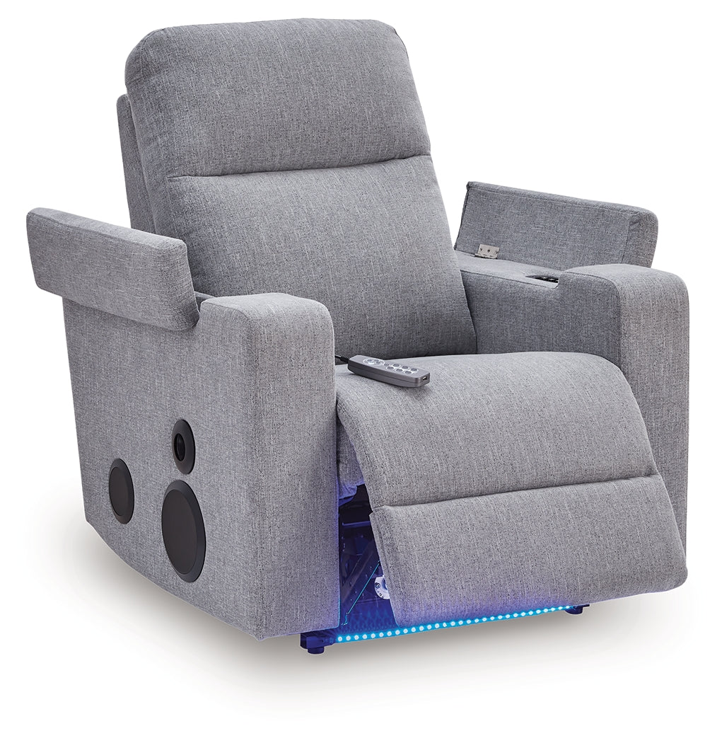 Pineland Pewter Power Glider Recliner with Audio System - PC9930642A