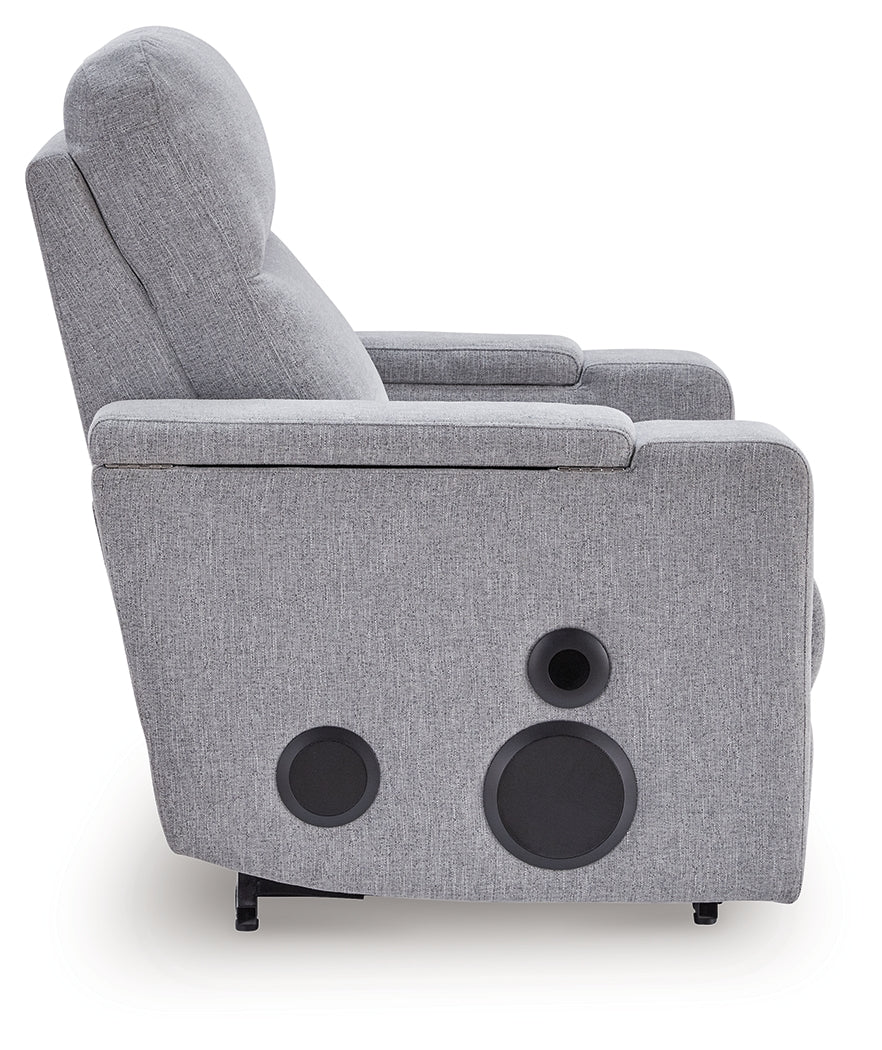 Pineland Pewter Power Glider Recliner with Audio System - PC9930642A