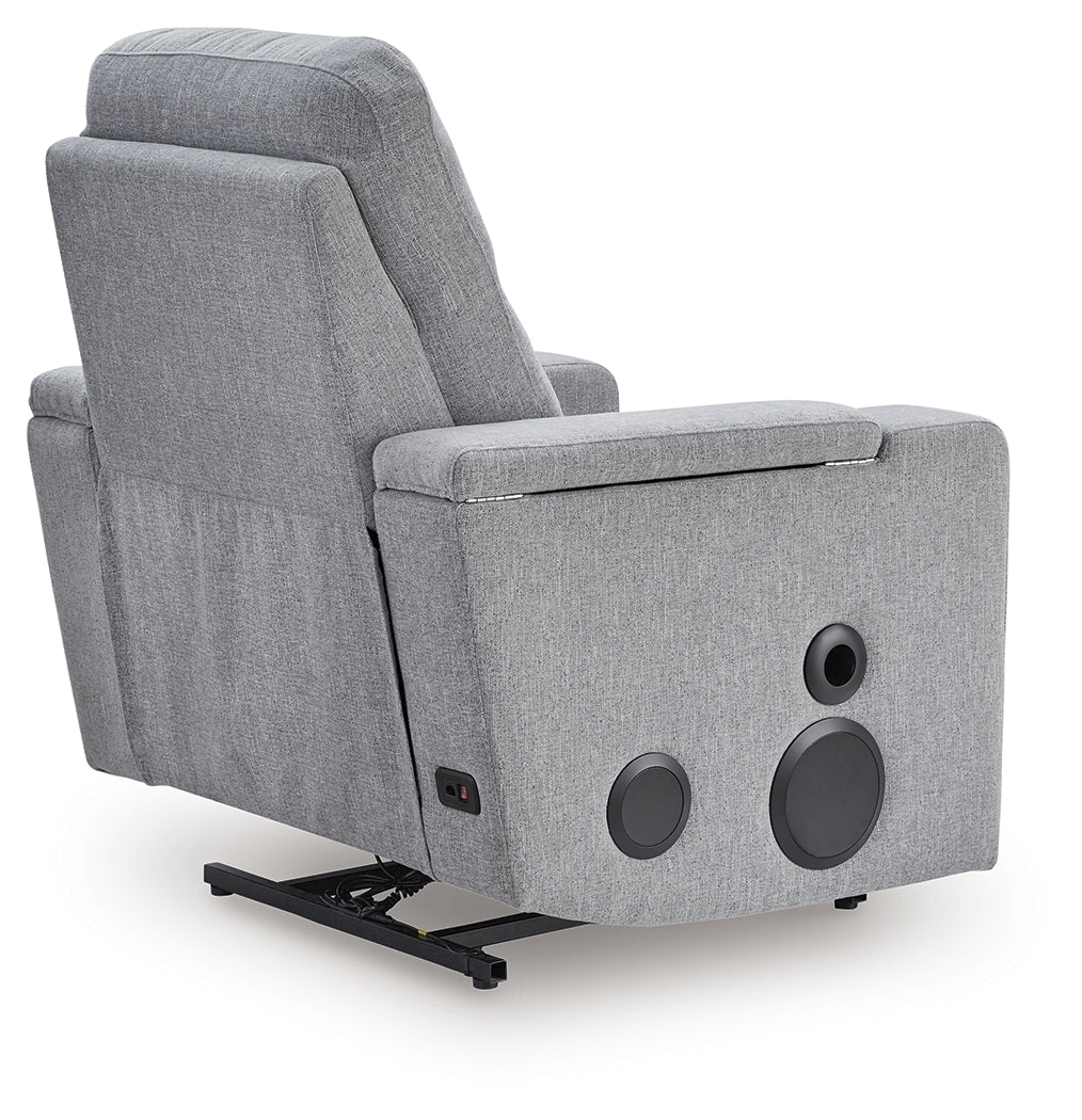 Pineland Pewter Power Glider Recliner with Audio System - PC9930642A