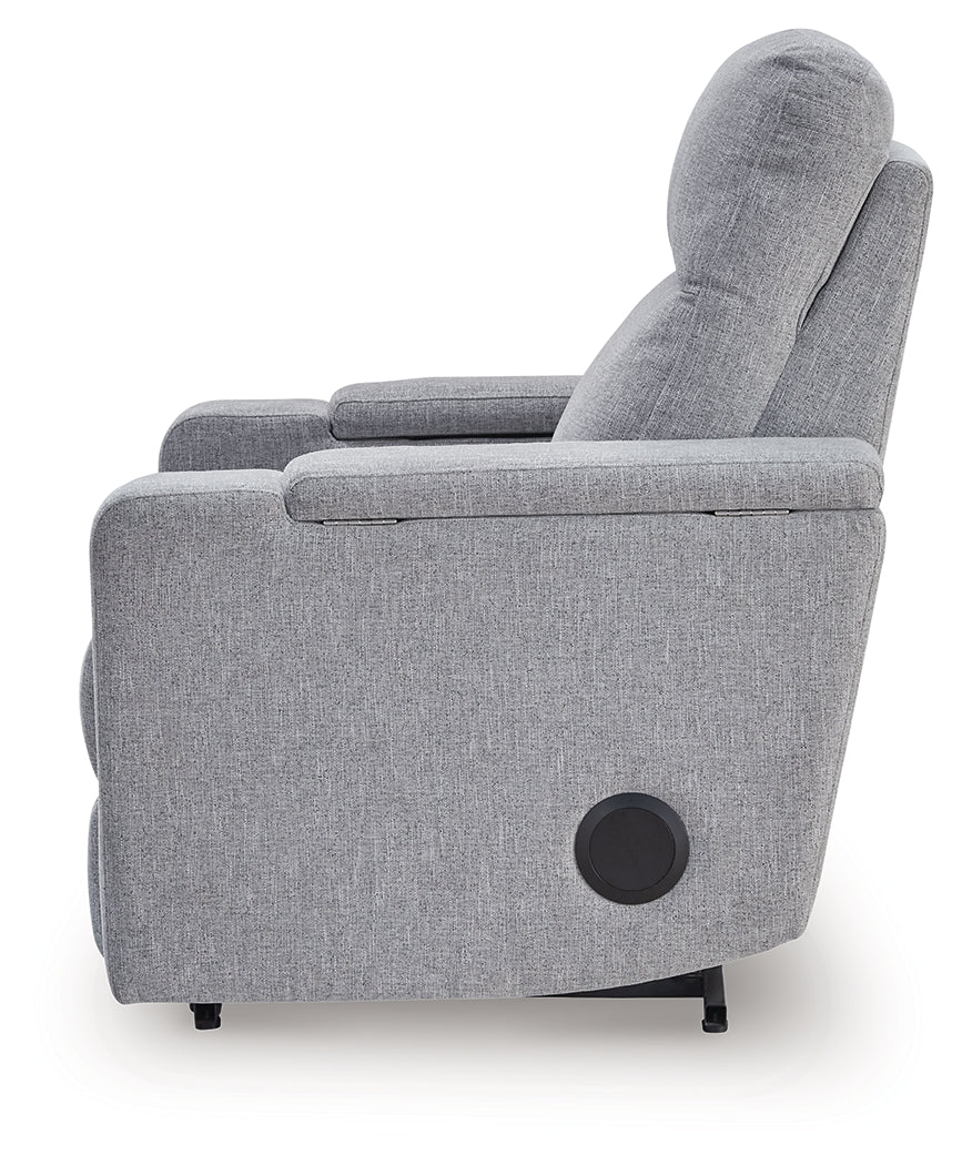 Pineland Pewter Power Glider Recliner with Audio System - PC9930642A