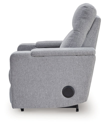 Pineland Pewter Power Glider Recliner with Audio System - PC9930642A