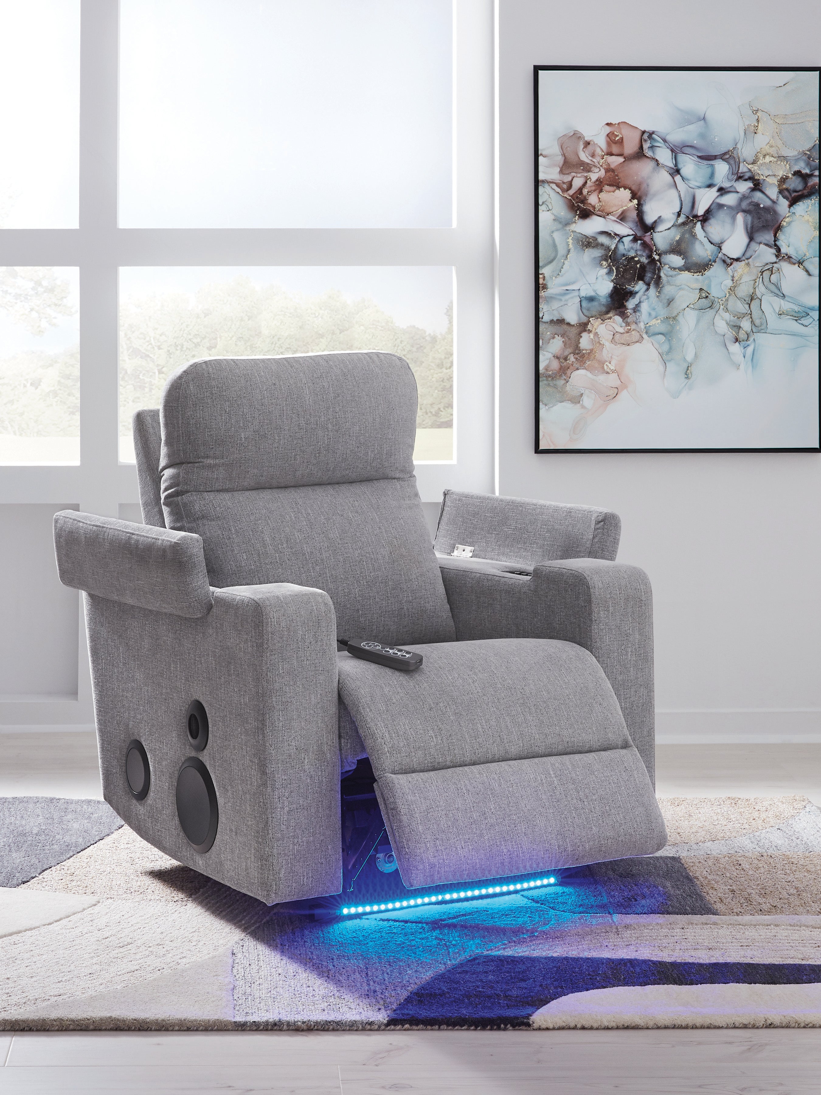 Pineland Pewter Power Glider Recliner with Audio System - PC9930642A