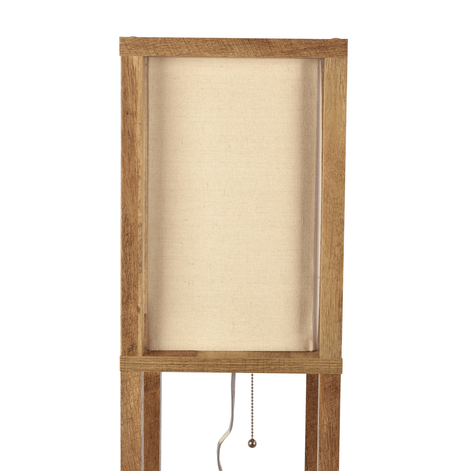 Pinnacle Shelf Floor Lamp For Bedroom/Living Room, Natural Wood with Long Shade - FLL03701301