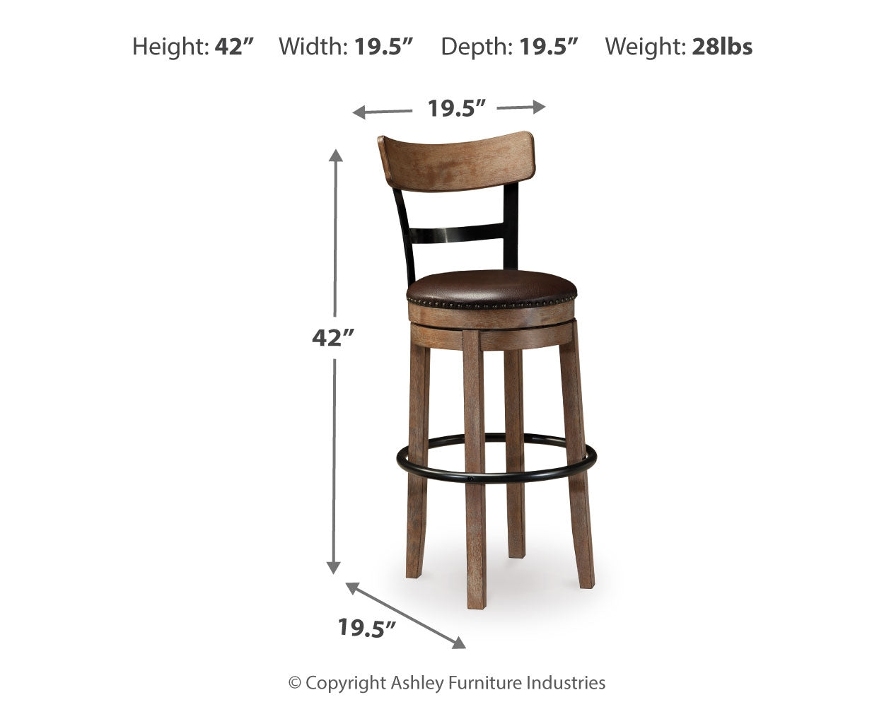 Pinnadel Grayish Brown Bar Height Bar Stool (Set of 2) - D542-130X2