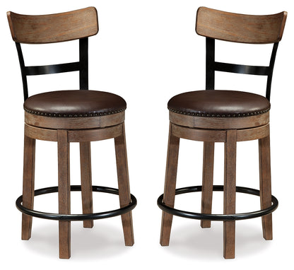 Pinnadel Grayish Brown Counter Height Bar Stool (Set of 2) - D542-124X2