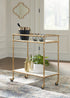 Plattfield Antique Gold Finish Bar Cart - A4000625