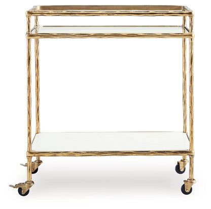 Plattfield Antique Gold Finish Bar Cart - A4000625