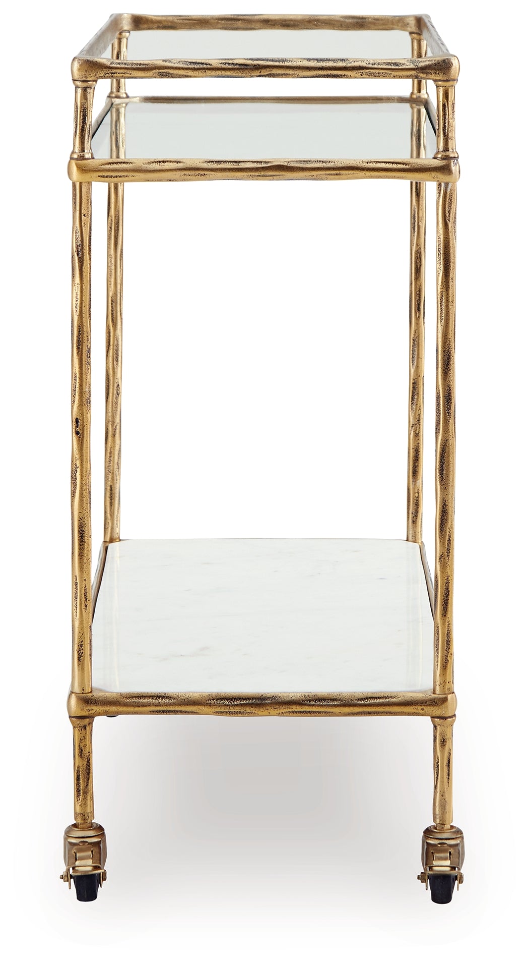Plattfield Antique Gold Finish Bar Cart - A4000625
