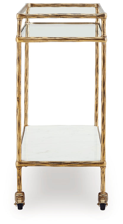 Plattfield Antique Gold Finish Bar Cart - A4000625