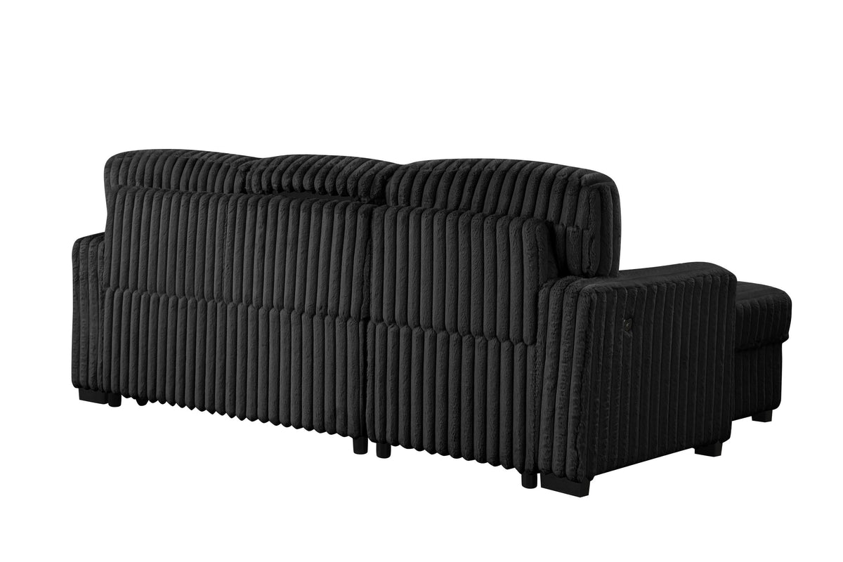 Poland Black Reversible Sectional With Pull-Out Bed - POLAND BLACK