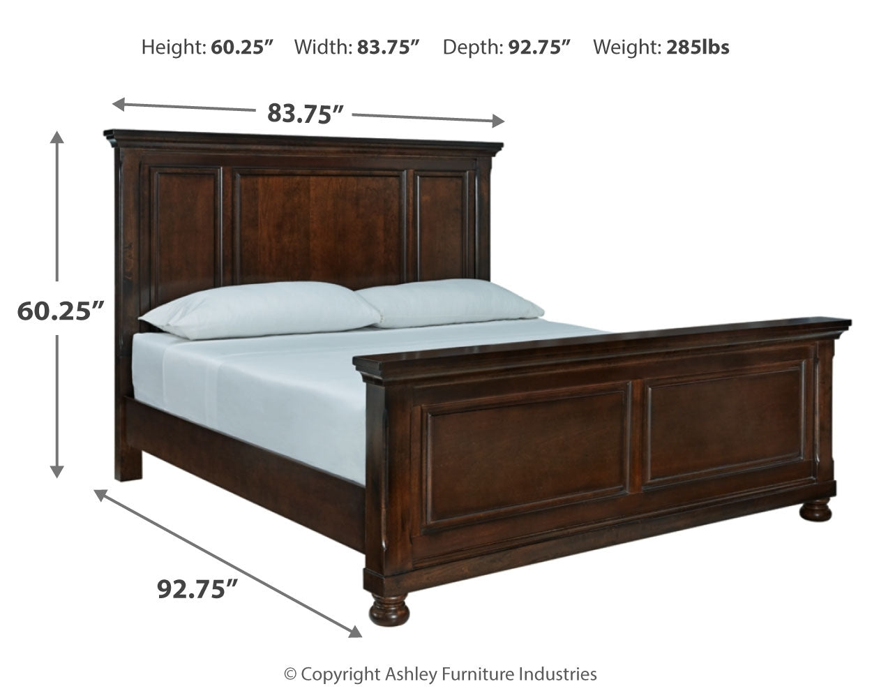 Porter California King Panel Bed with Mirrored Dresser, Chest and 2 Nightstands in Rustic Brown from Ashley - Luna Furniture