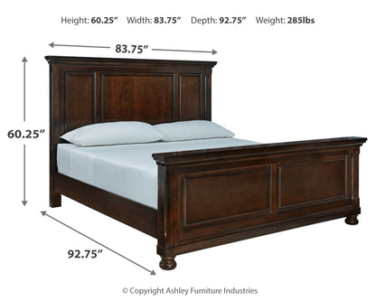 Porter California King Panel Bed with Mirrored Dresser, Chest and 2 Nightstands in Rustic Brown from Ashley - Luna Furniture