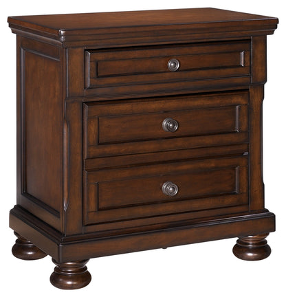 Porter King Panel Bed with Mirrored Dresser, Chest and 2 Nightstands in Rustic Brown from Ashley - Luna Furniture
