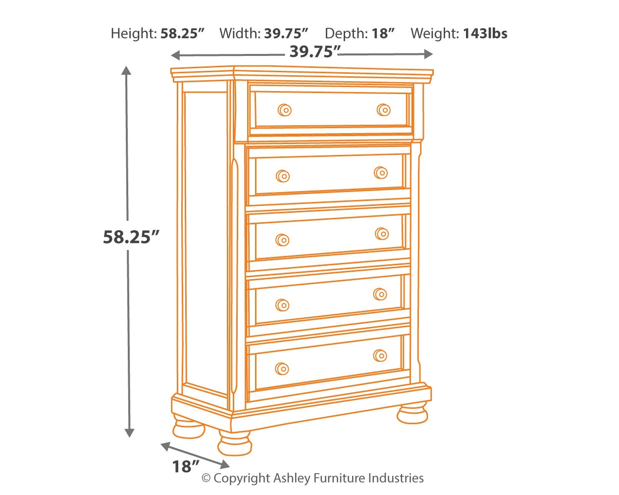 Porter King Panel Bed with Mirrored Dresser, Chest and 2 Nightstands in Rustic Brown from Ashley - Luna Furniture