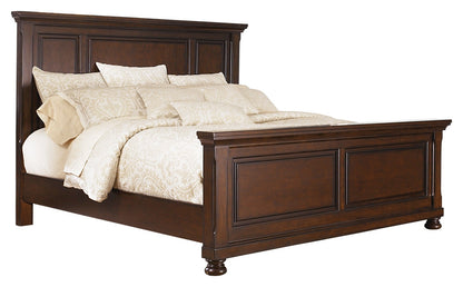 Porter King Panel Bed with Mirrored Dresser, Chest and Nightstand in Rustic Brown - PKG006252
